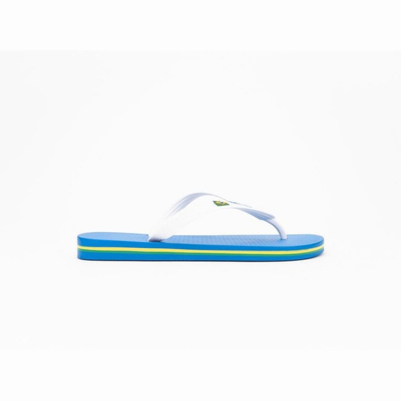 Blue / White Men's Ipanema Brasil Classic II Ad Flip Flops | WBHNVD-819