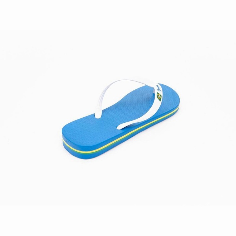 Blue / White Men's Ipanema Brasil Classic II Ad Flip Flops | WBHNVD-819