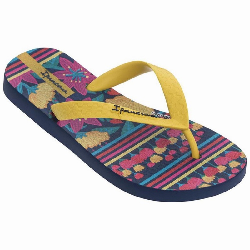 Blue / Yellow Kids' Ipanema Temas XIII Flip Flops | MOLZIH-851