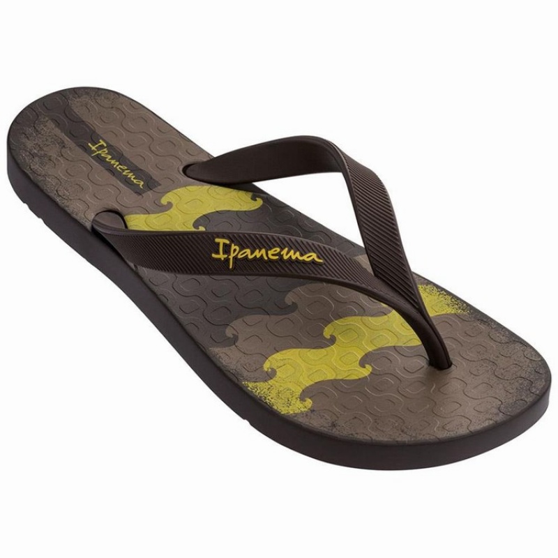 Brown Men's Ipanema Arpo Wave Flip Flops | WFCJEI-947