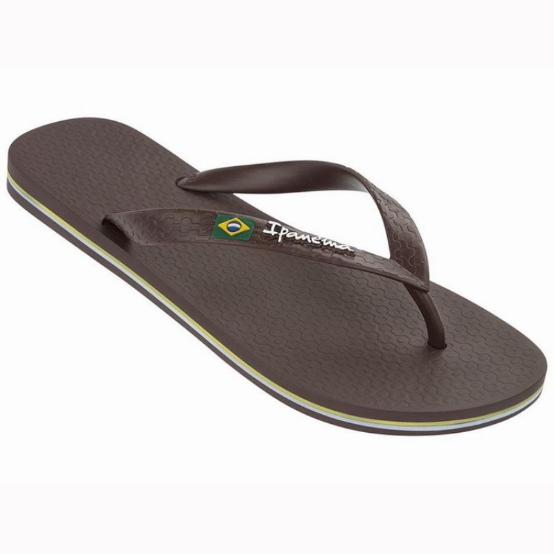 Brown Men\'s Ipanema Classic Brazil II Flip Flops | NOKDSP-725