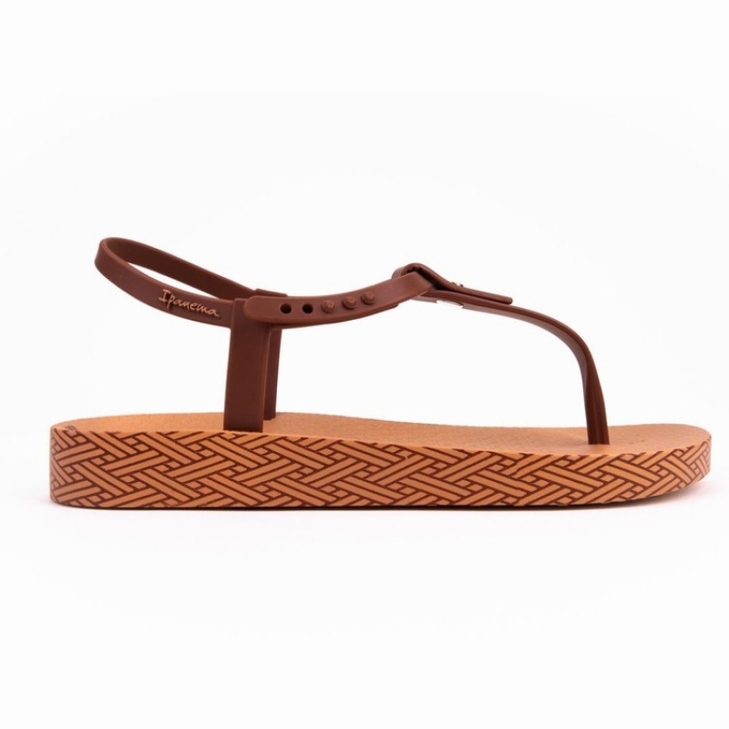 Brown Women's Ipanema Plush Weave Sandals | TNRMEB-625