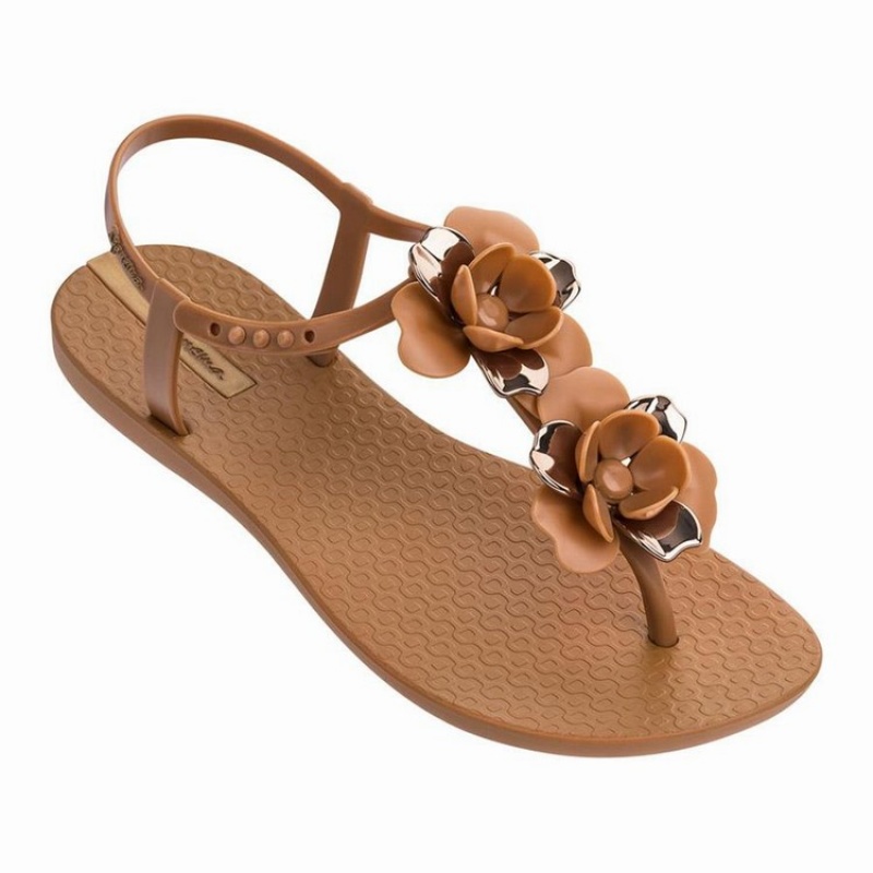 Brown / Gold Women's Ipanema Floret Sandals | CADPRK-905