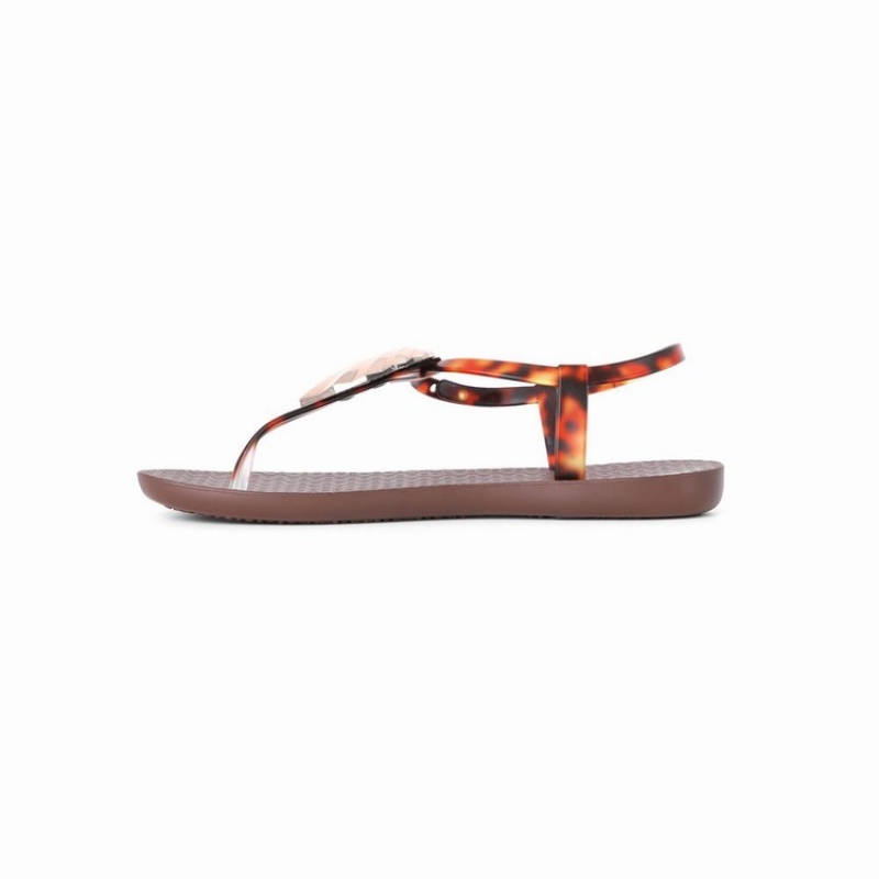 Brown / Gold Women's Ipanema Leaf Sandals | IKRJPX-213