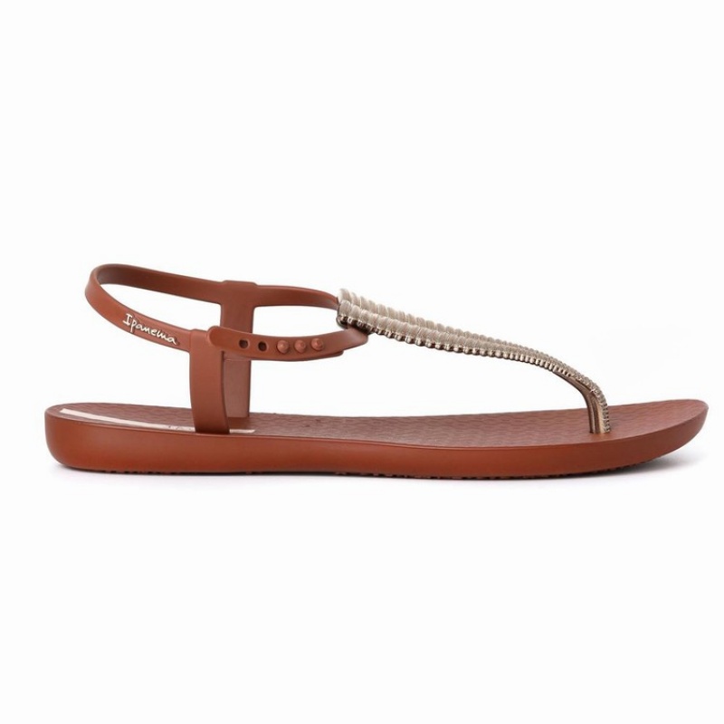 Brown / Gold Women's Ipanema Ribba Sandals | HTAGCJ-617