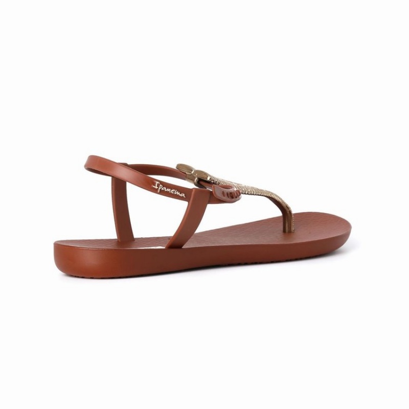 Brown / Gold Women\'s Ipanema Ribba Sandals | HTAGCJ-617