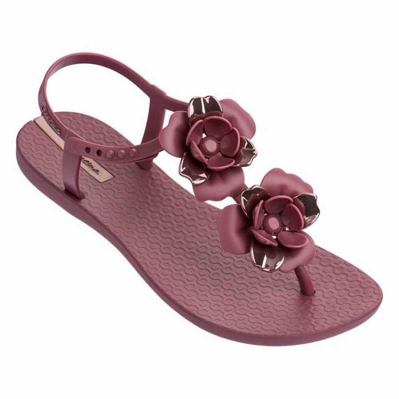 Burgundy Women's Ipanema Floret Sandals | JMWIXB-329