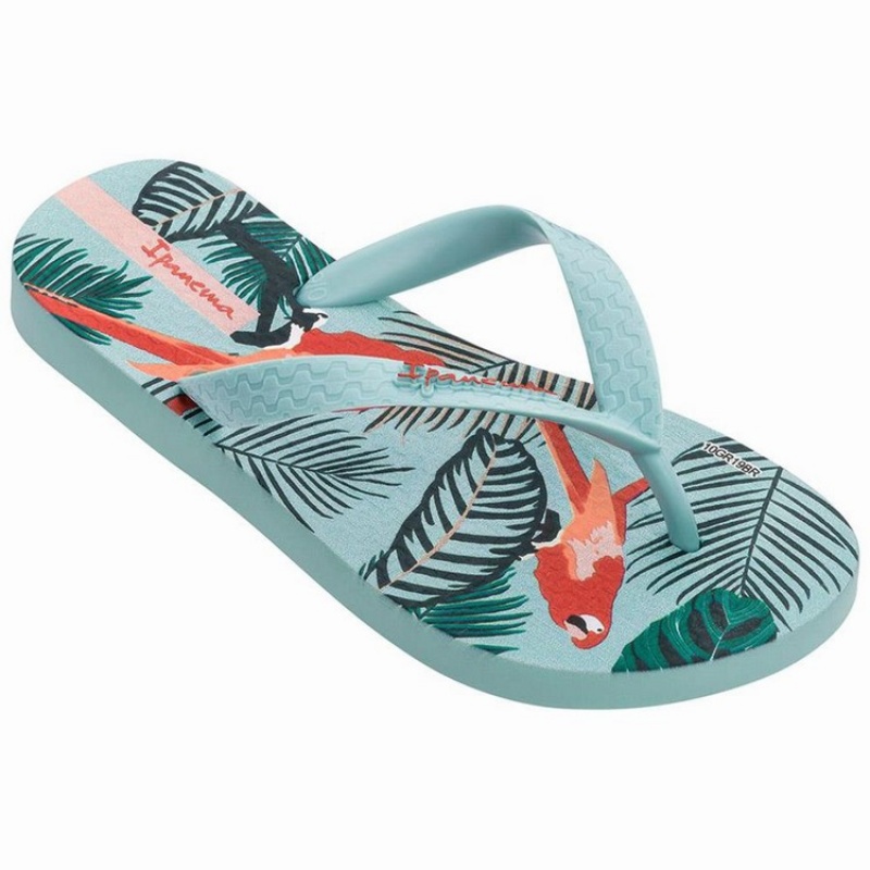 Green Kids' Ipanema Tropics Flip Flops | EVUWFI-702