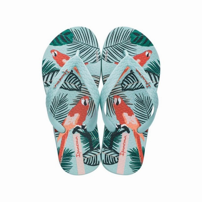 Green Kids' Ipanema Tropics Flip Flops | EVUWFI-702