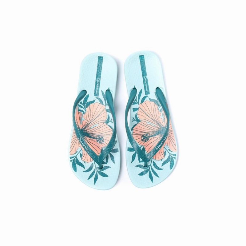 Green Women's Ipanema Ana Hibiscus Flip Flops | CXYPIS-510