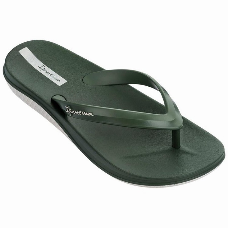 Green / Beige Men's Ipanema Ana Lapa Flip Flops | IRYHXE-298