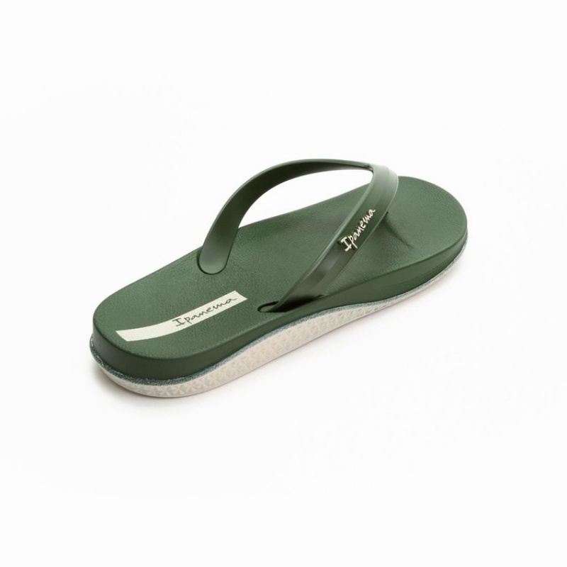 Green / Beige Men's Ipanema Ana Lapa Flip Flops | IRYHXE-298