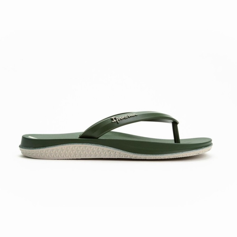 Green / Beige Men's Ipanema Ana Lapa Flip Flops | IRYHXE-298