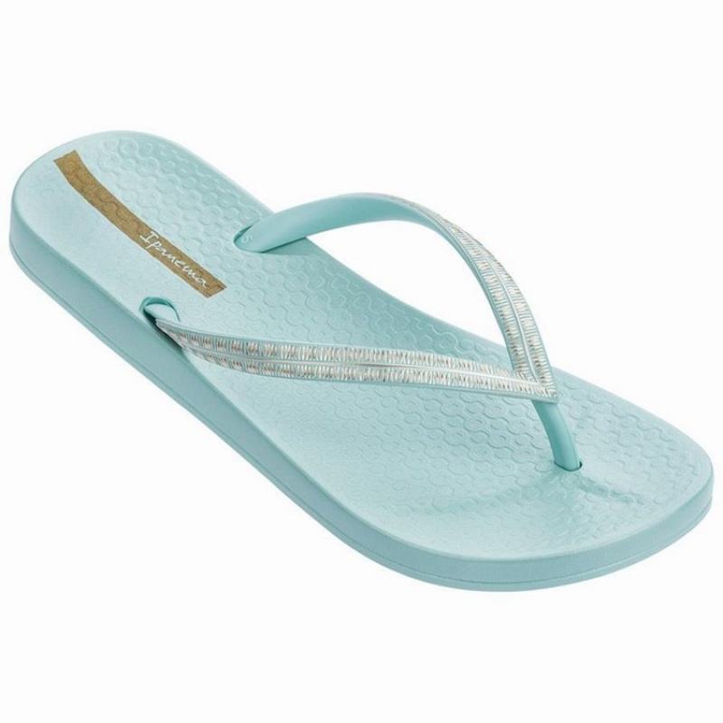 Green / Gold Women's Ipanema Ana Metallic IV Flip Flops | XOHRVY-614