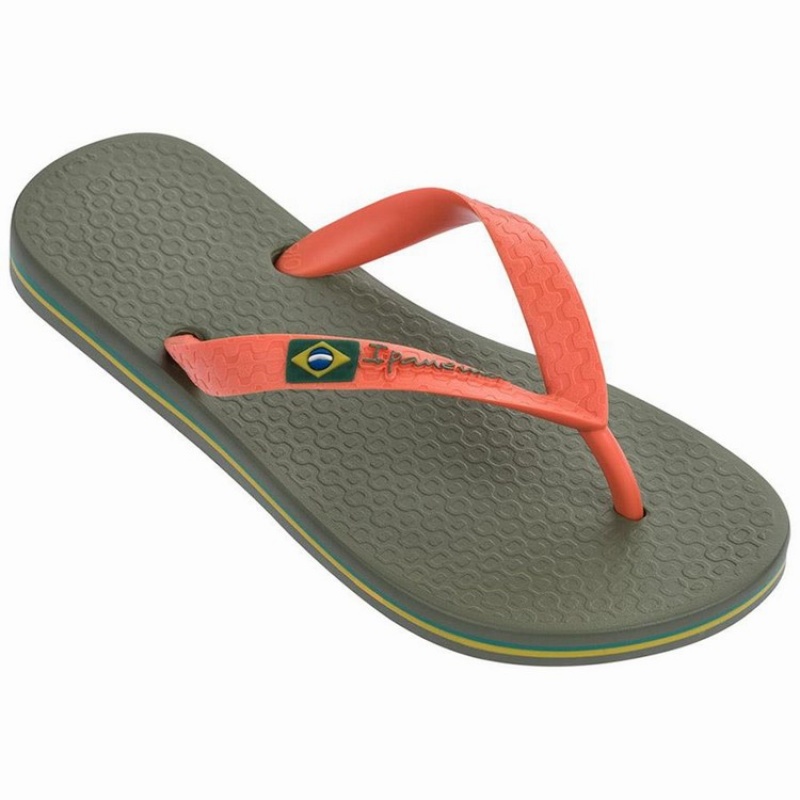 Green / Orange Kids' Ipanema Brazil Flip Flops | HVJZWC-318