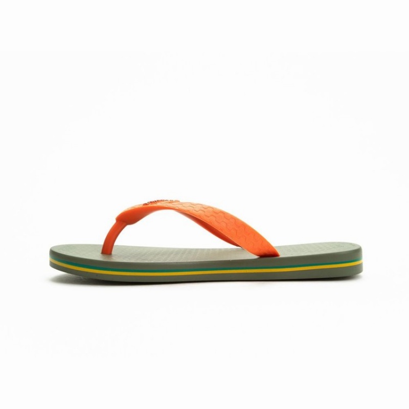 Green / Orange Kids' Ipanema Brazil Flip Flops | TZGEXF-647