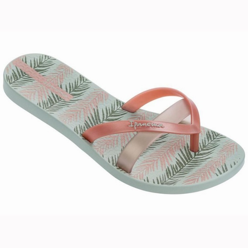 Green / Pink Women\'s Ipanema Kirei Silk III Flip Flops | IRCHTS-730