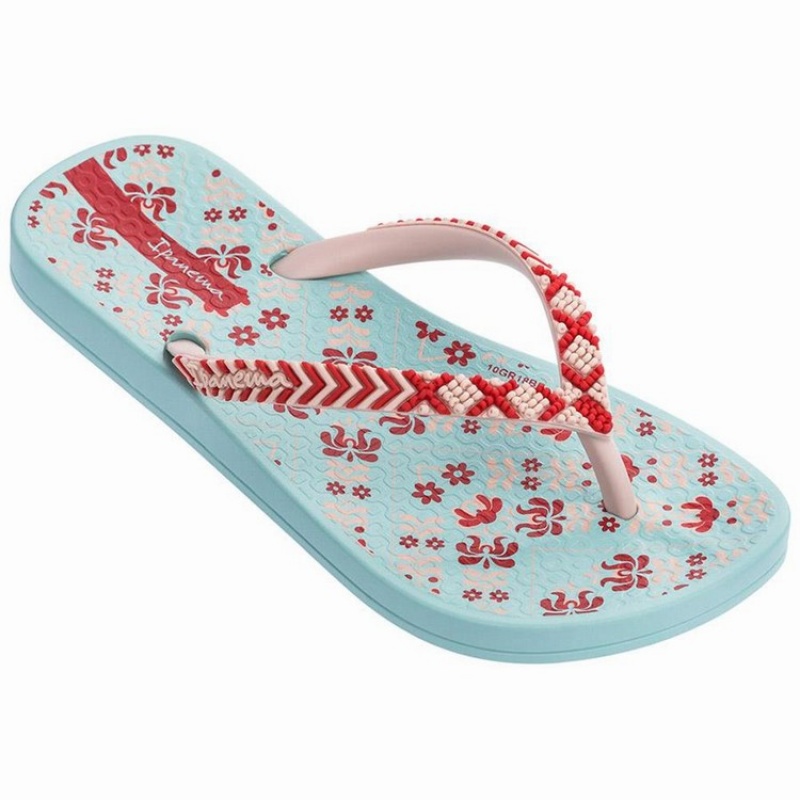 Green / Pink / Red Kids' Ipanema Ana Lovely II Flip Flops | XRCQYE-703