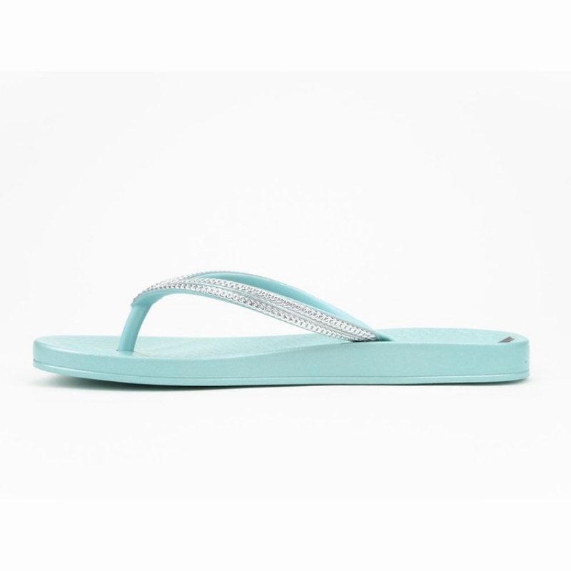 Green / Silver Women's Ipanema Ana Metallic III Flip Flops | RDAJGV-510