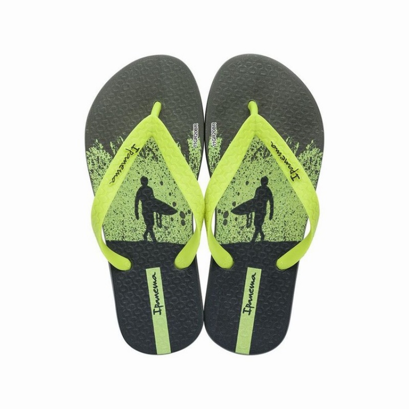 Green / Yellow Kids' Ipanema Temas IX Flip Flops | ENRSXA-603