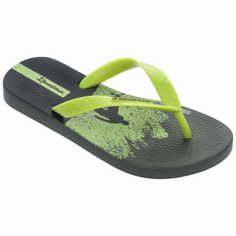 Green / Yellow Kids\' Ipanema Temas IX Flip Flops | ENRSXA-603