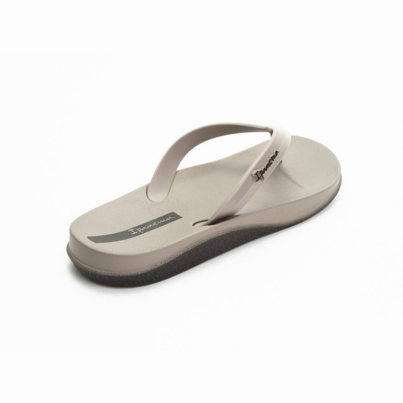 Grey / Black Men's Ipanema Ana Lapa Flip Flops | DEPANB-304