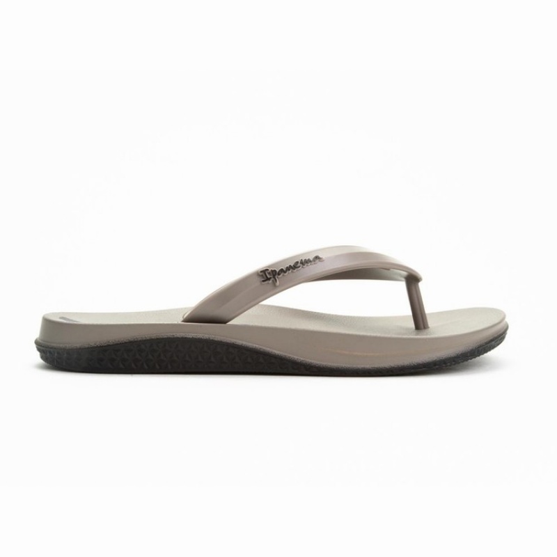 Grey / Black Men's Ipanema Ana Lapa Flip Flops | DEPANB-304