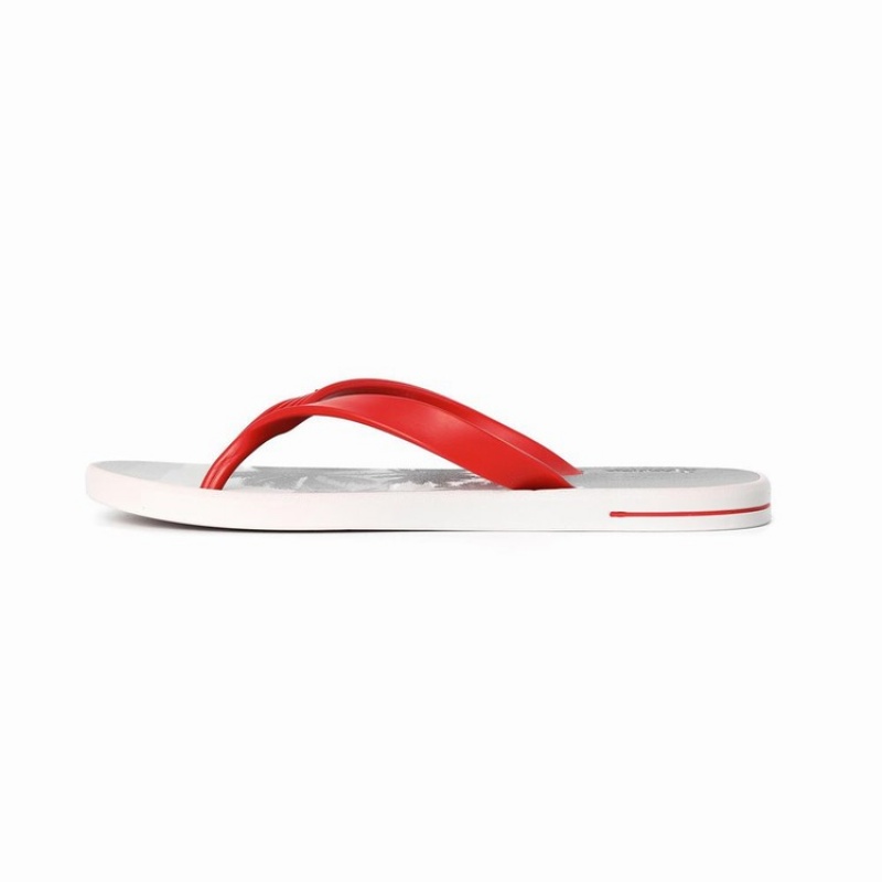 Grey / Red Men's Ipanema 10 Palm Flip Flops | GYQKRP-724