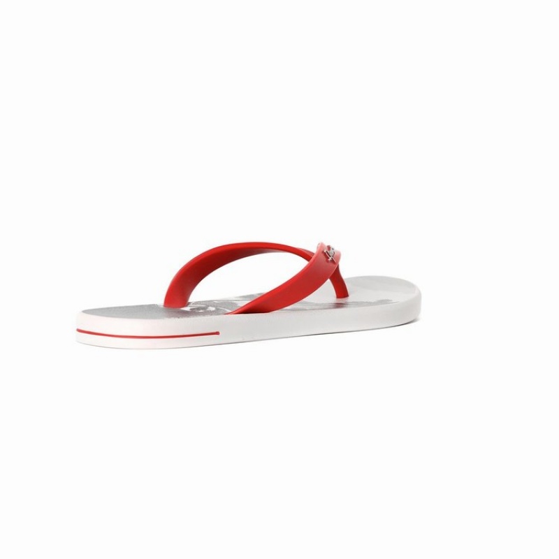 Grey / Red Men\'s Ipanema 10 Palm Flip Flops | GYQKRP-724