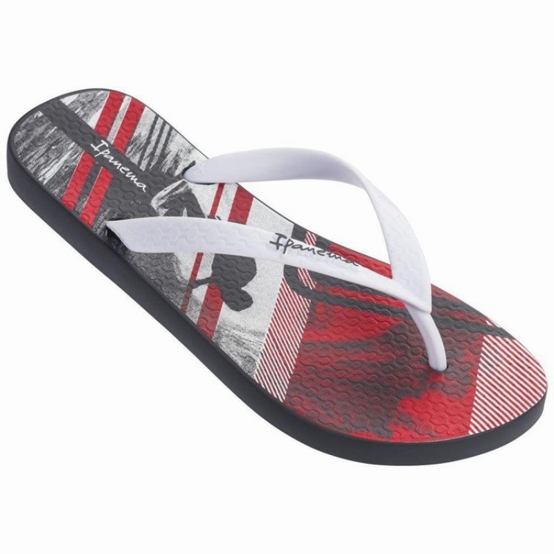 Grey / White Men\'s Ipanema Parati IV Ad Flip Flops | TZRBPY-862