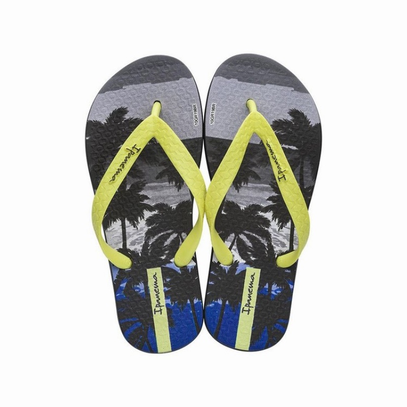 Grey / Yellow Kids\' Ipanema Classic VIII Flip Flops | VHKNUO-475