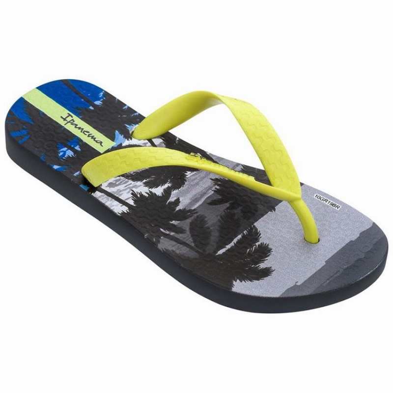 Grey / Yellow Kids' Ipanema Tropics Flip Flops | JZQTUI-398