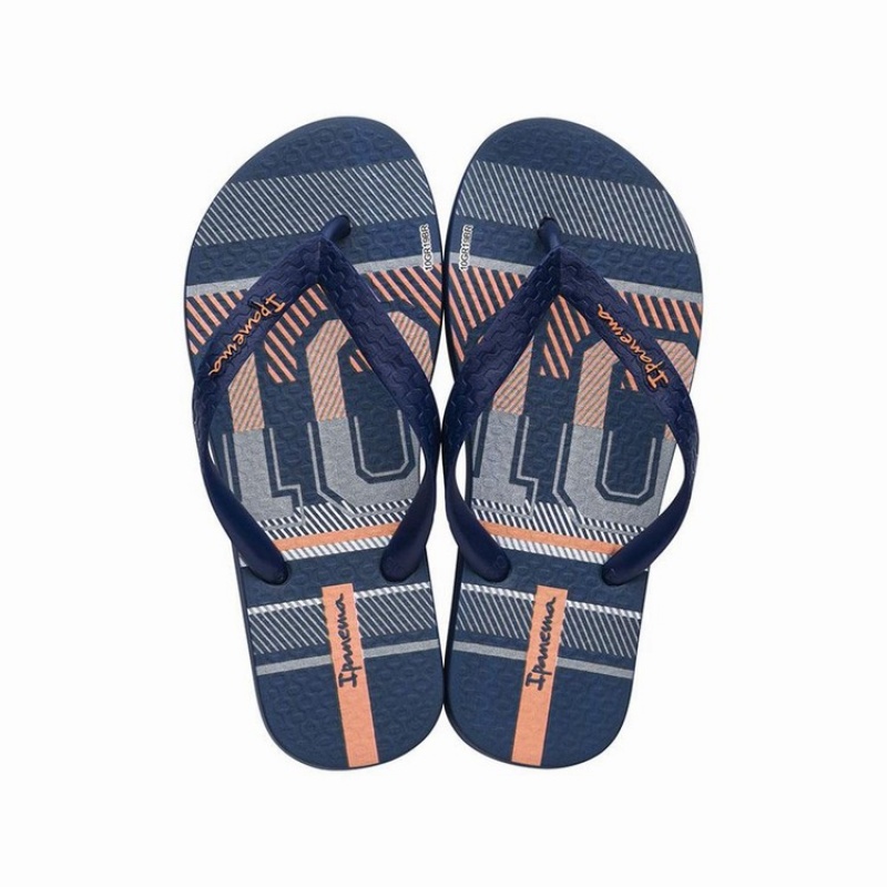 Navy Kids\' Ipanema Classic VIII Flip Flops | BOHFLS-584