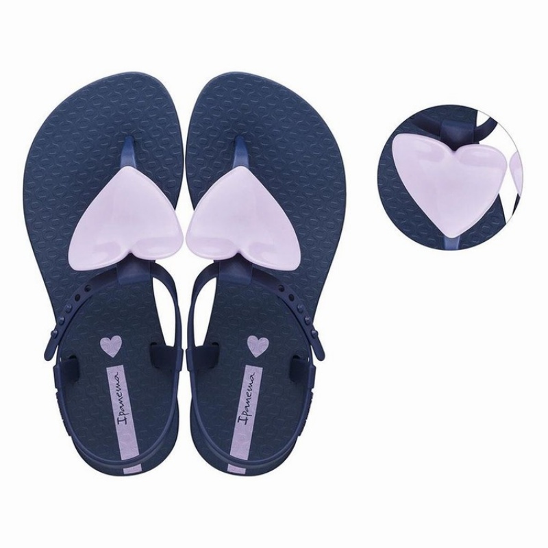 Navy / Pink Kids' Ipanema Class Love Sandals | HBAIFM-798