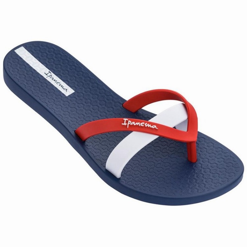 Navy / Red / White Women's Ipanema Kirei Flip Flops | UJFTBW-493