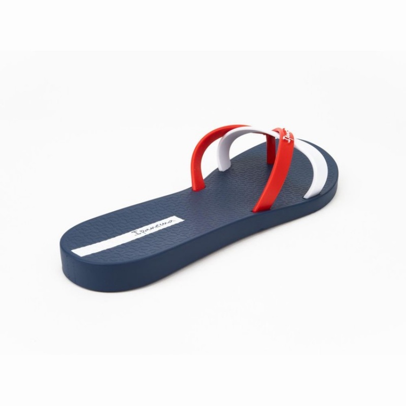 Navy / Red / White Women's Ipanema Kirei Flip Flops | UJFTBW-493