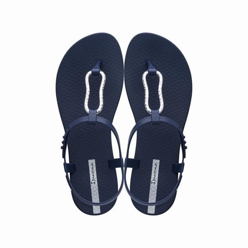 Navy / Silver Women\'s Ipanema Class Mood Sandals | VQKRSN-536