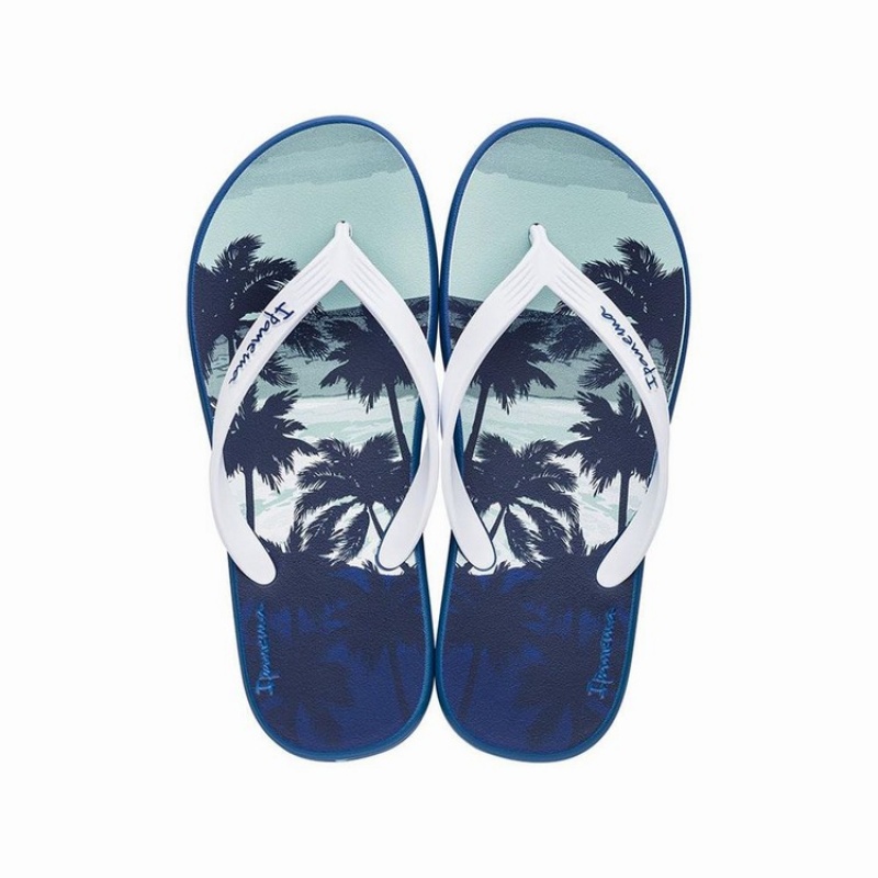 Navy / White Men's Ipanema Posto 10 Temas Flip Flops | FTDQNZ-839