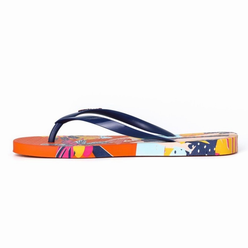 Orange / Blue Women\'s Ipanema I Love Sun Flip Flops | XSMPDK-635