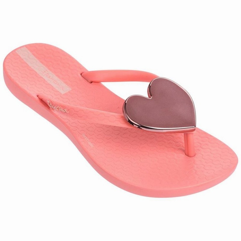 Pink Kids' Ipanema Wave Heart Flip Flops | VQPADO-387