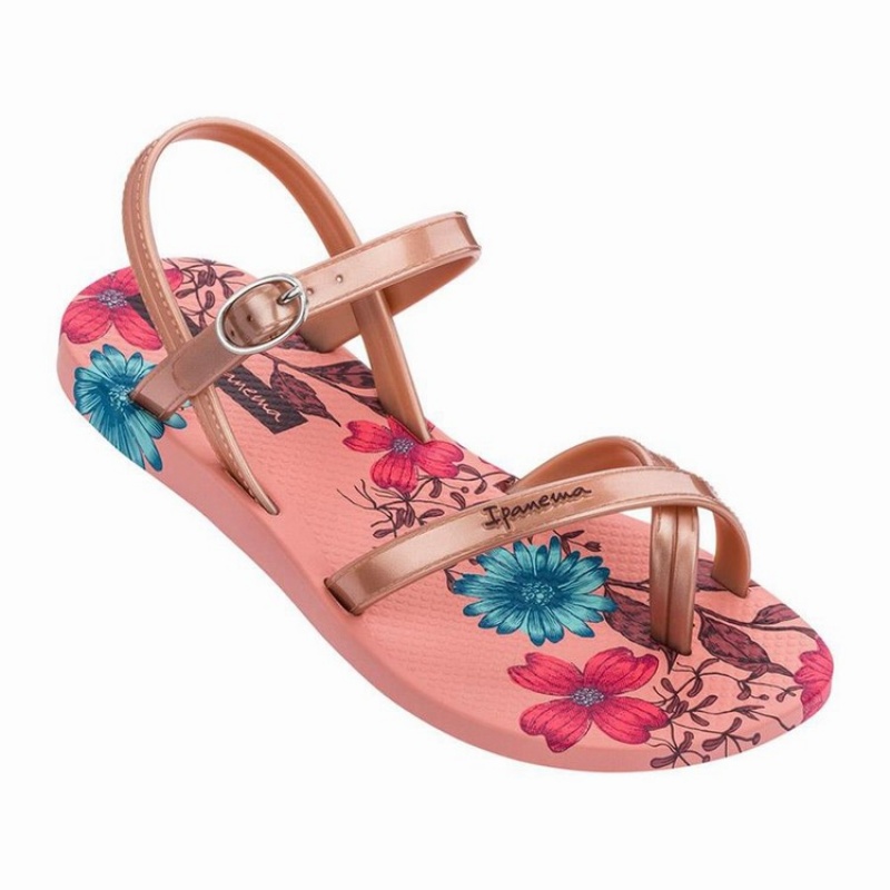 Pink / Beige Kids' Ipanema Suzi Print II Sandals | SVYATE-294