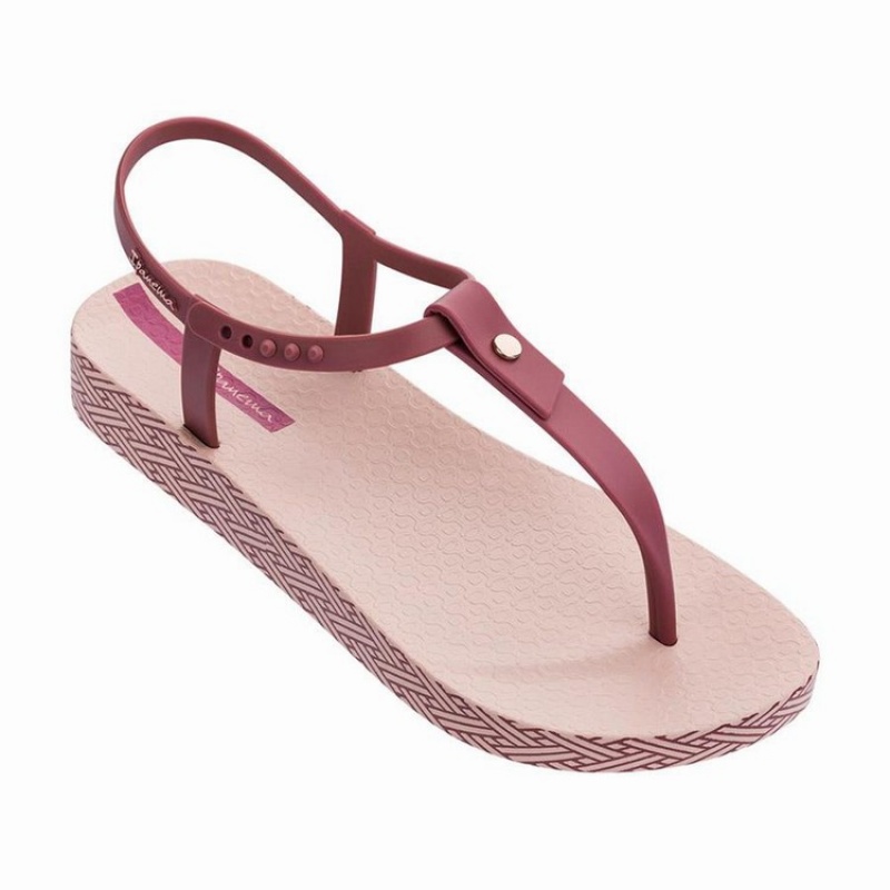 Pink / Burgundy Women's Ipanema Plush Weave Sandals | KROXLZ-108