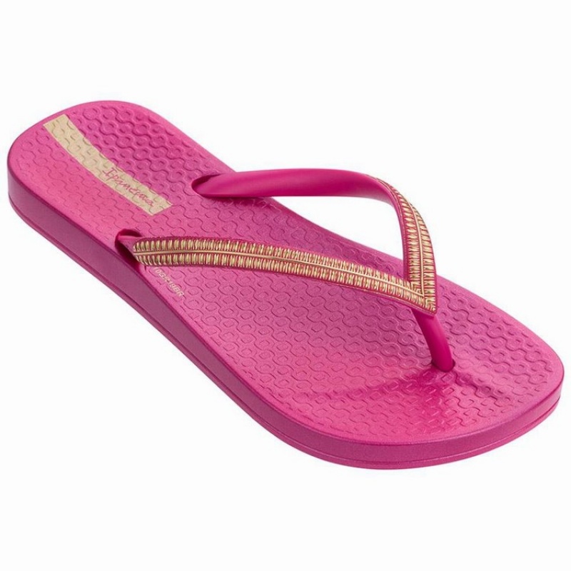 Pink / Gold Kids' Ipanema Ana Metallic IV Flip Flops | HZMIUA-036