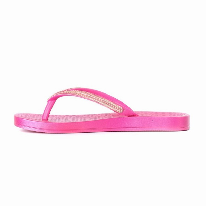 Pink / Gold Kids' Ipanema Ana Metallic IV Flip Flops | HZMIUA-036