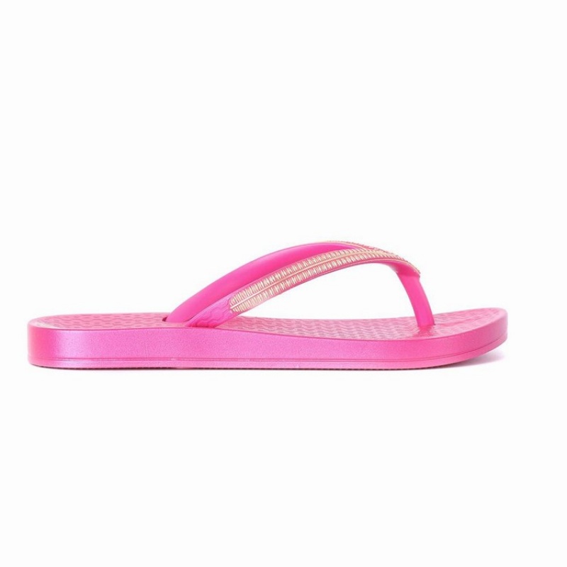 Pink / Gold Kids' Ipanema Ana Metallic IV Flip Flops | HZMIUA-036