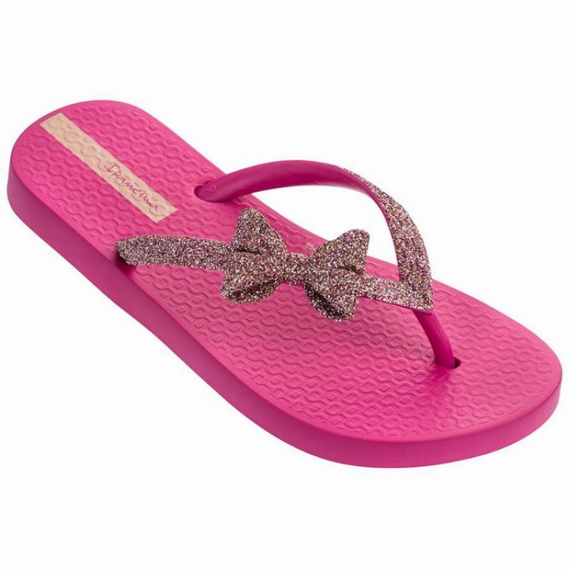 Pink / Gold Kids' Ipanema Glitter IV Flip Flops | NWGBTE-541