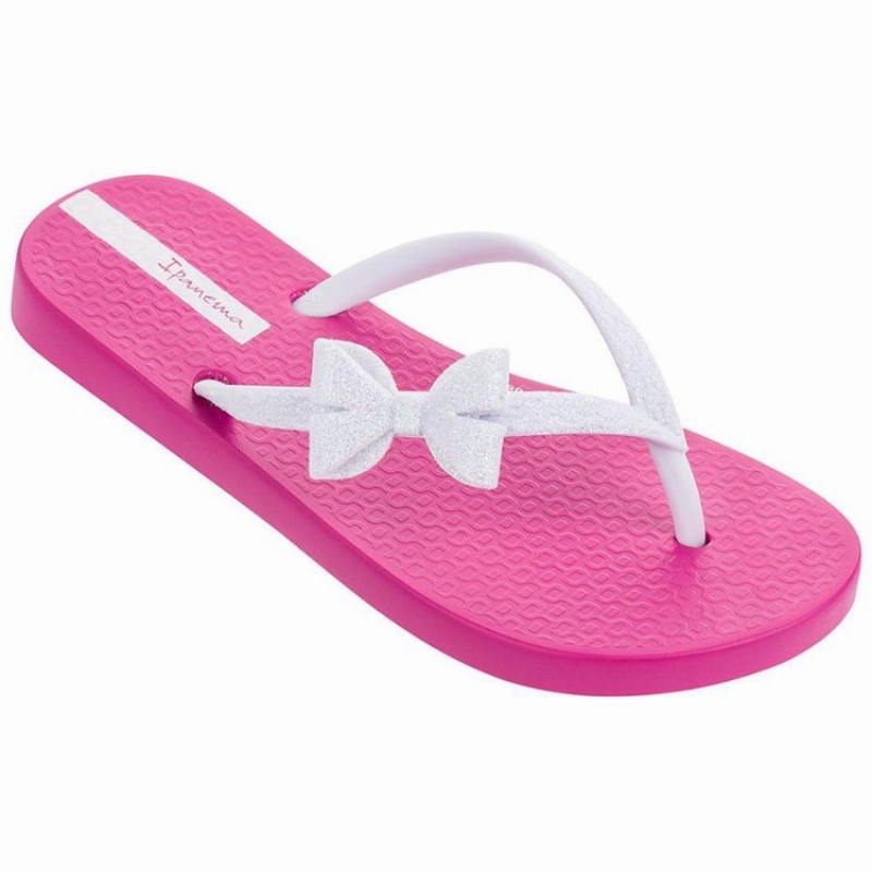 Pink / White Kids' Ipanema Glitter IV Flip Flops | GDVYHS-945