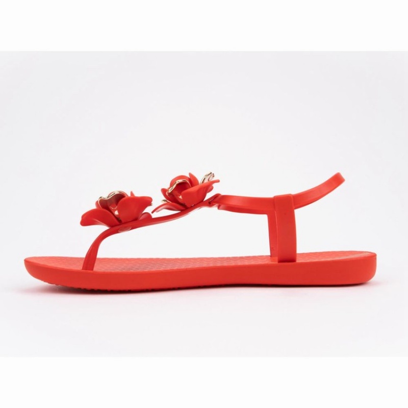 Red / Gold Women's Ipanema Floret Sandals | CRHJID-418