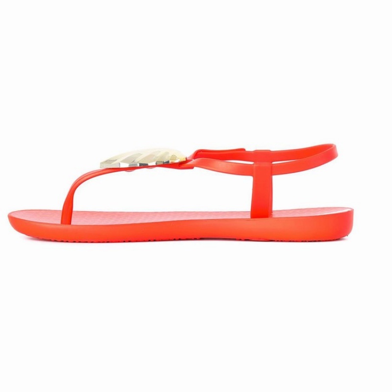 Red / Gold Women's Ipanema Leaf Sandals | MDULHB-475