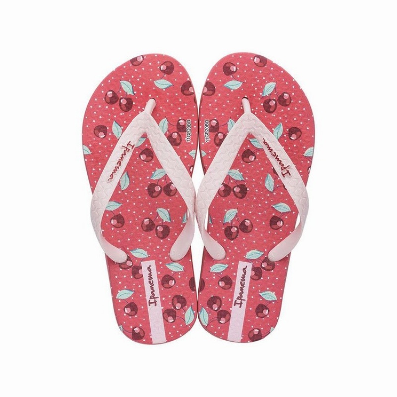 Red / Pink Kids\' Ipanema Temas IX Flip Flops | RFCODV-826